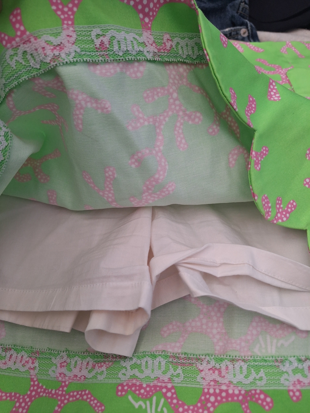 Lilly Pulitzer Lime Green Mini Skirt with Pink Coral Print - Picture 3 of 7